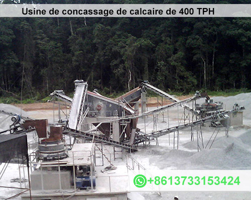 Usine de concassage de calcaire de 400 TPH