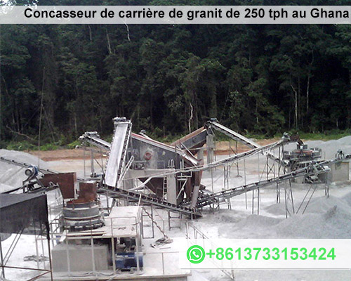 Une usine de concassage de carrière de granit installe 250 t/h d'agrégats au Ghana