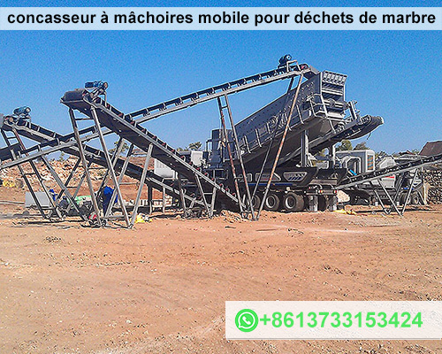 Groupe Mobile de Concassage à Mâchoires pour Concasser les Chutes de Marbre