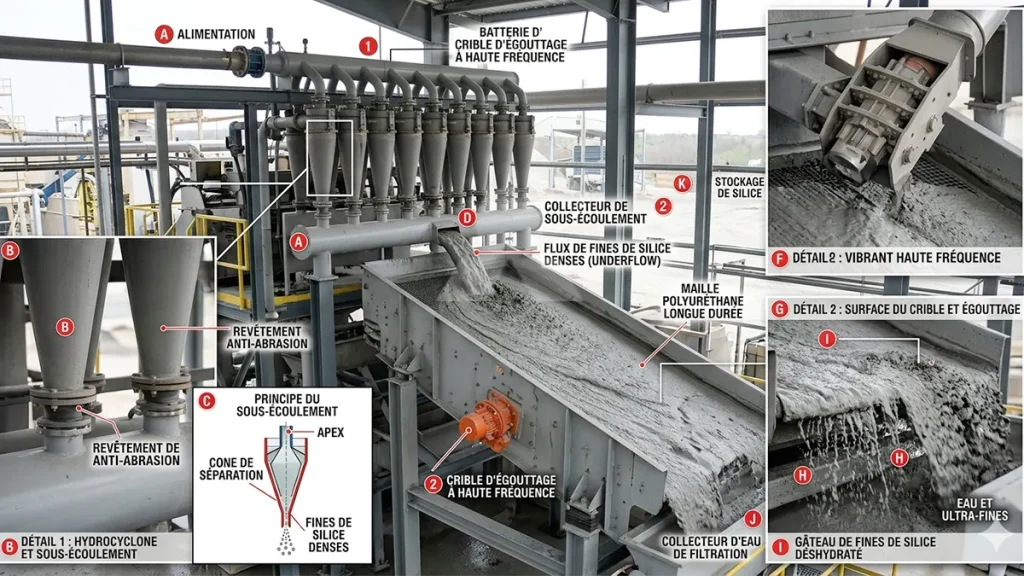 Installation de lavage du sable de concassage 200 TPH